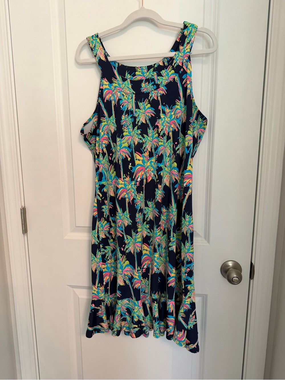 Lulu-B Neon Palm Print Navy Dress